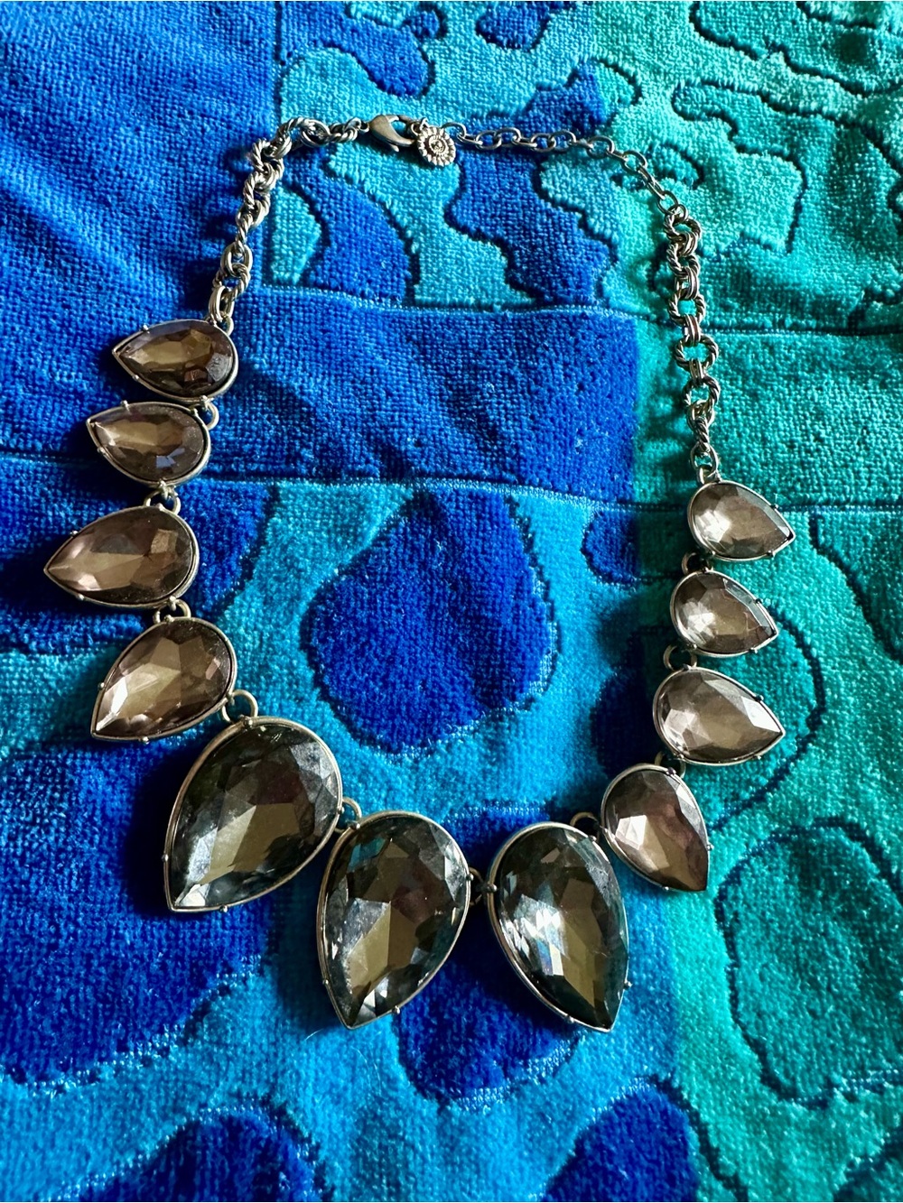 Smoky  black crystal Teardrop Statement Necklace - Women Jewelry